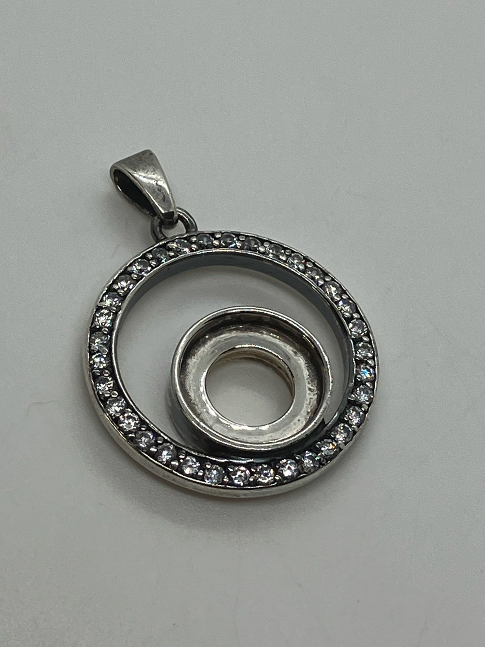 Kameleon 925 Sterling Silver CZ Open Circle JewelPop Pendant